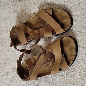 Papillio Women's Tan Strappy Comfort Sandals